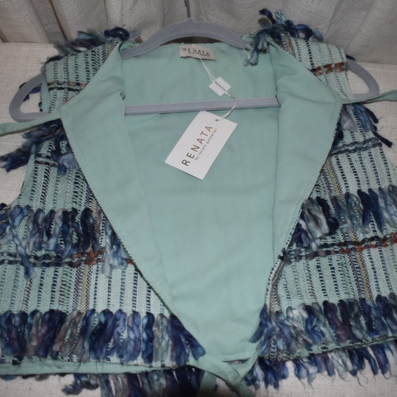 Renata Gasparian Gorgeous High End Neela Green & Blue Ruffles Vest One Size - Picture 5 of 11